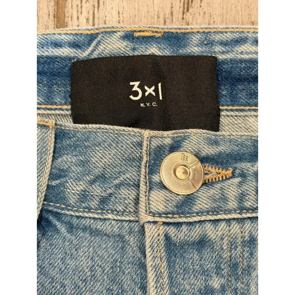 3x1 NYC Denim Shorts Womens 25 Blue Jean Distressed Raw Hem Button Fly